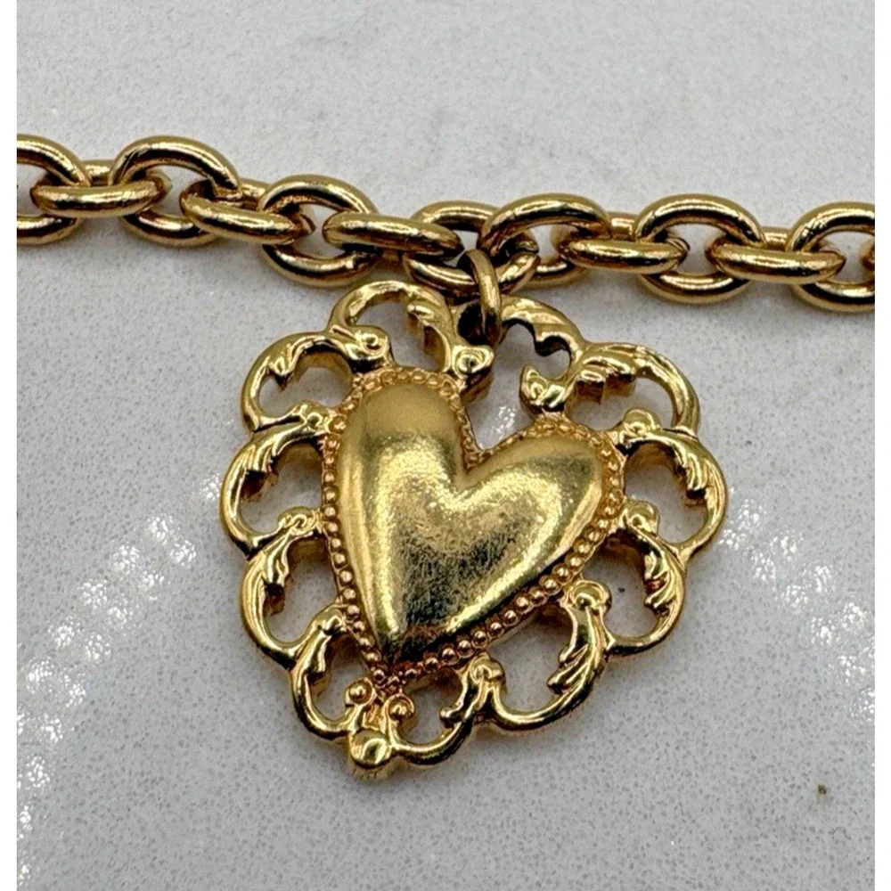 Avon You Charm Me Bracelet Heart Gold Plated Locket Chain Metal Valentine